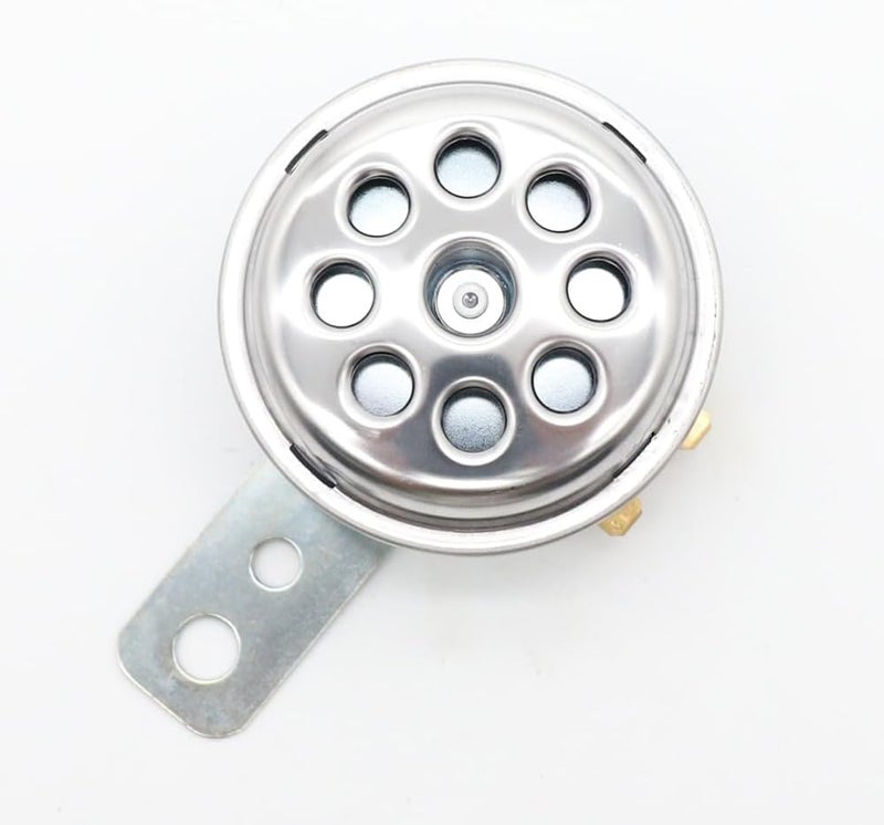 LVEE DL70 Universal Motorcycle Horn Waterproof Round Loud 12V 1.5A 105db small Electric round powersports horns for Motorcycle ATV scooter UTV dirt bike ebike (9 Holes Silvery) - Image 1